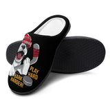 Hockey Boston Terrier Men's Cotton Slippers - Play Hard Bark Harder