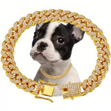 Luxury Alloy Dog Chain Sparkling Diamond Secure Metal Chain For Dogs