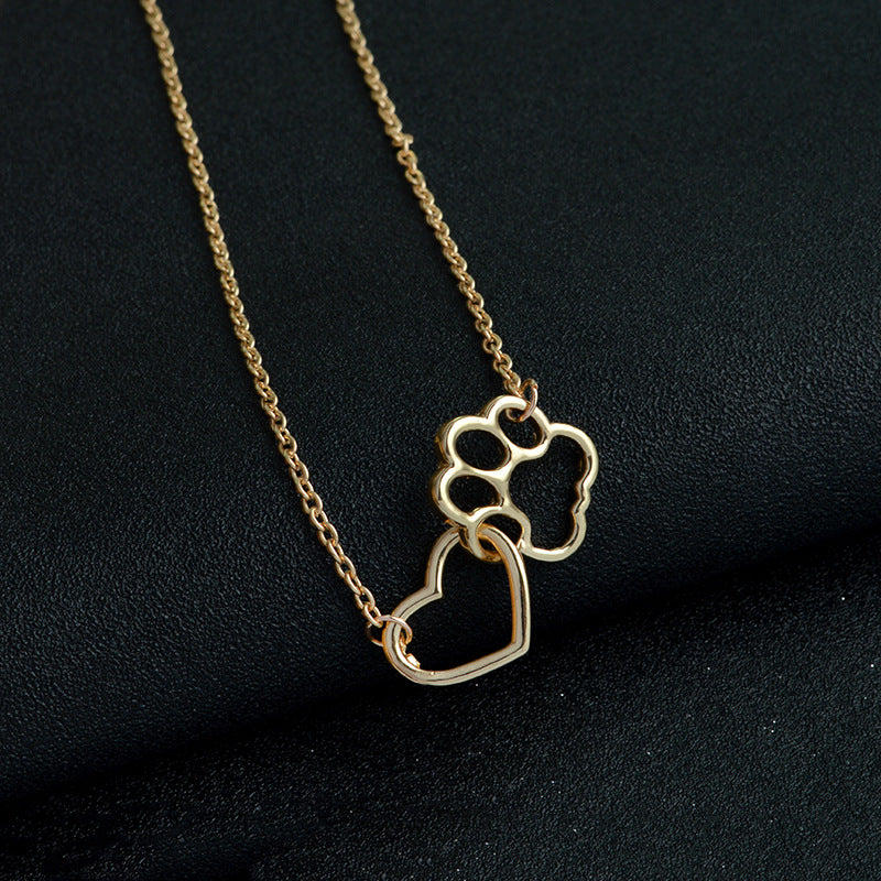 Dog Paw Heart Necklace