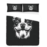 Grungy Boston Terrier Tongue Out 3-Piece Bedding Set