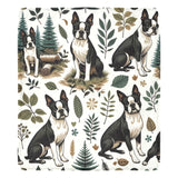 Boston Terriers in Woodland Ultra-Soft Micro Fleece Blanket
