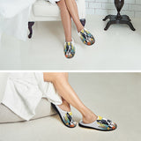 Boston Terrier Surrounded By Flowers Women's Cotton Slippers