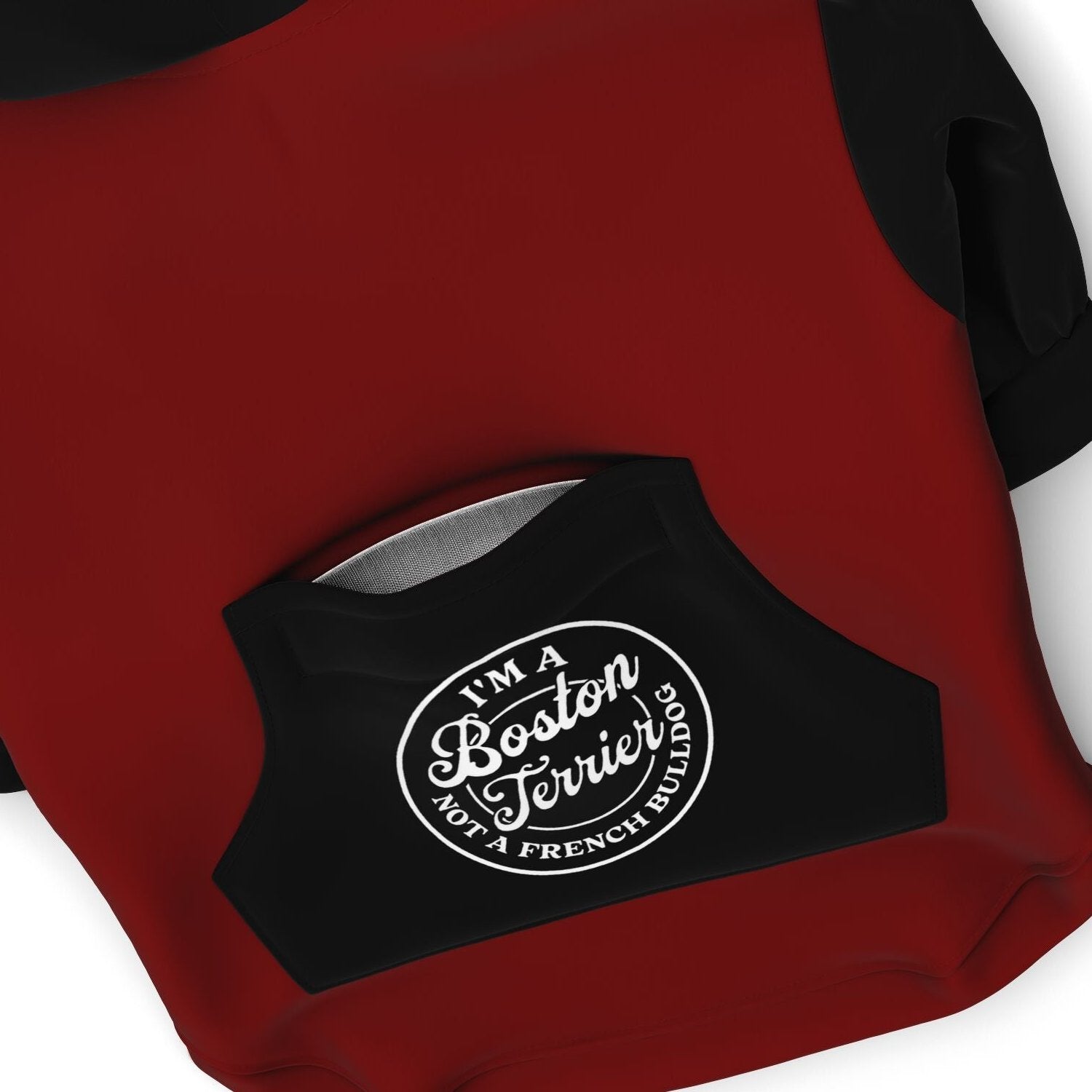 I'm A Boston Terrier Not A Fench Bulldog Zip-Up Dog Hoodie - Dark Red and Black