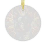 Colorful Geometric Boston Terrier Stained Glass Ornaments - Red and Warm