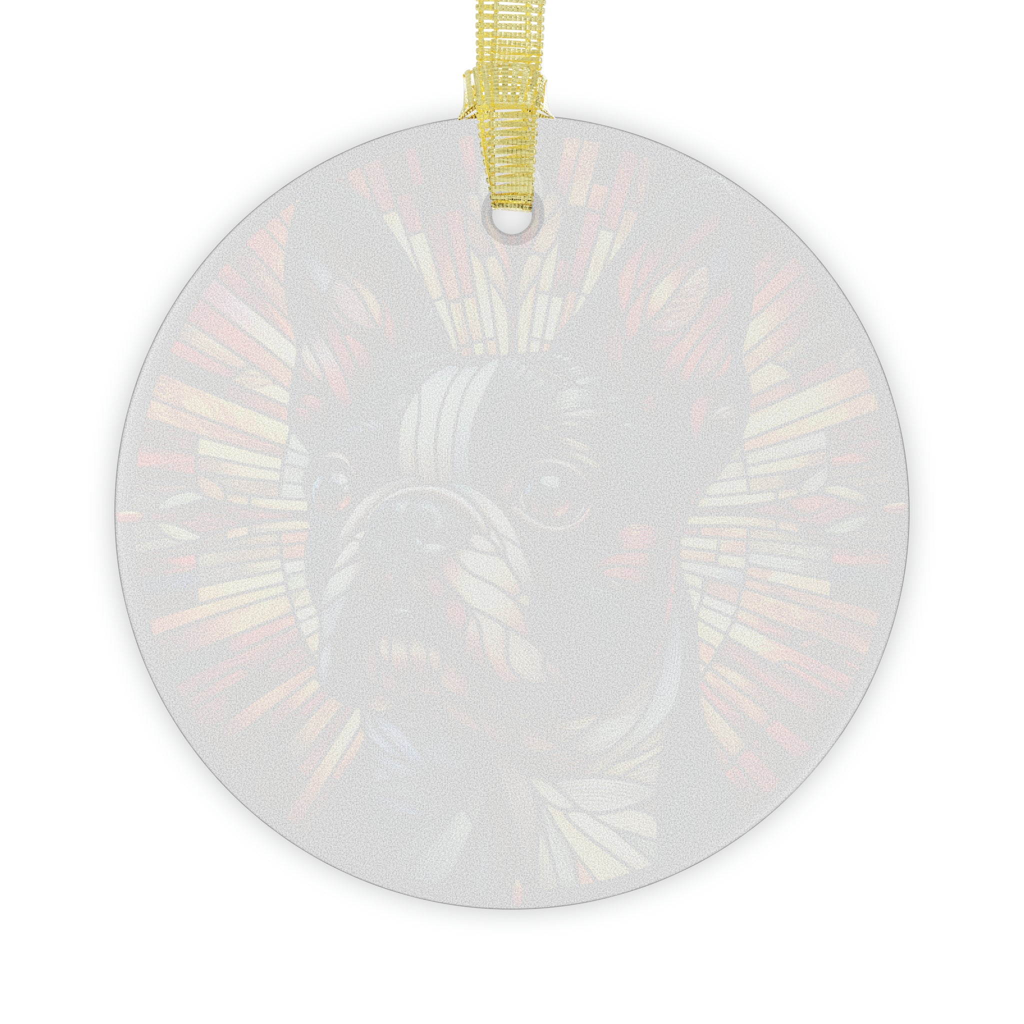 Colorful Geometric Boston Terrier Stained Glass Ornaments - Red and Warm