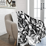 Black And White Origami Boston Terrier Dogs Ultra-Soft Micro Fleece Blanket