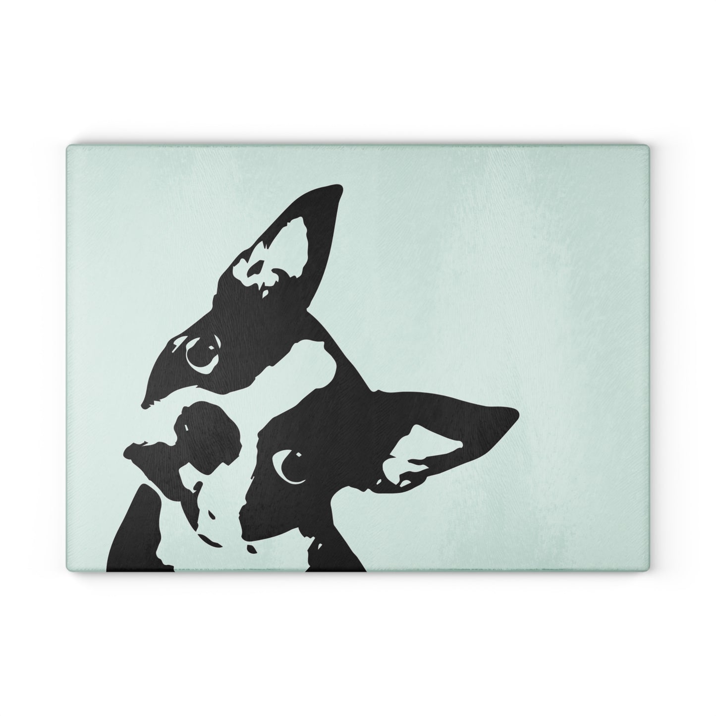 Boston Terrier Head Tilt Glass Cutting Board