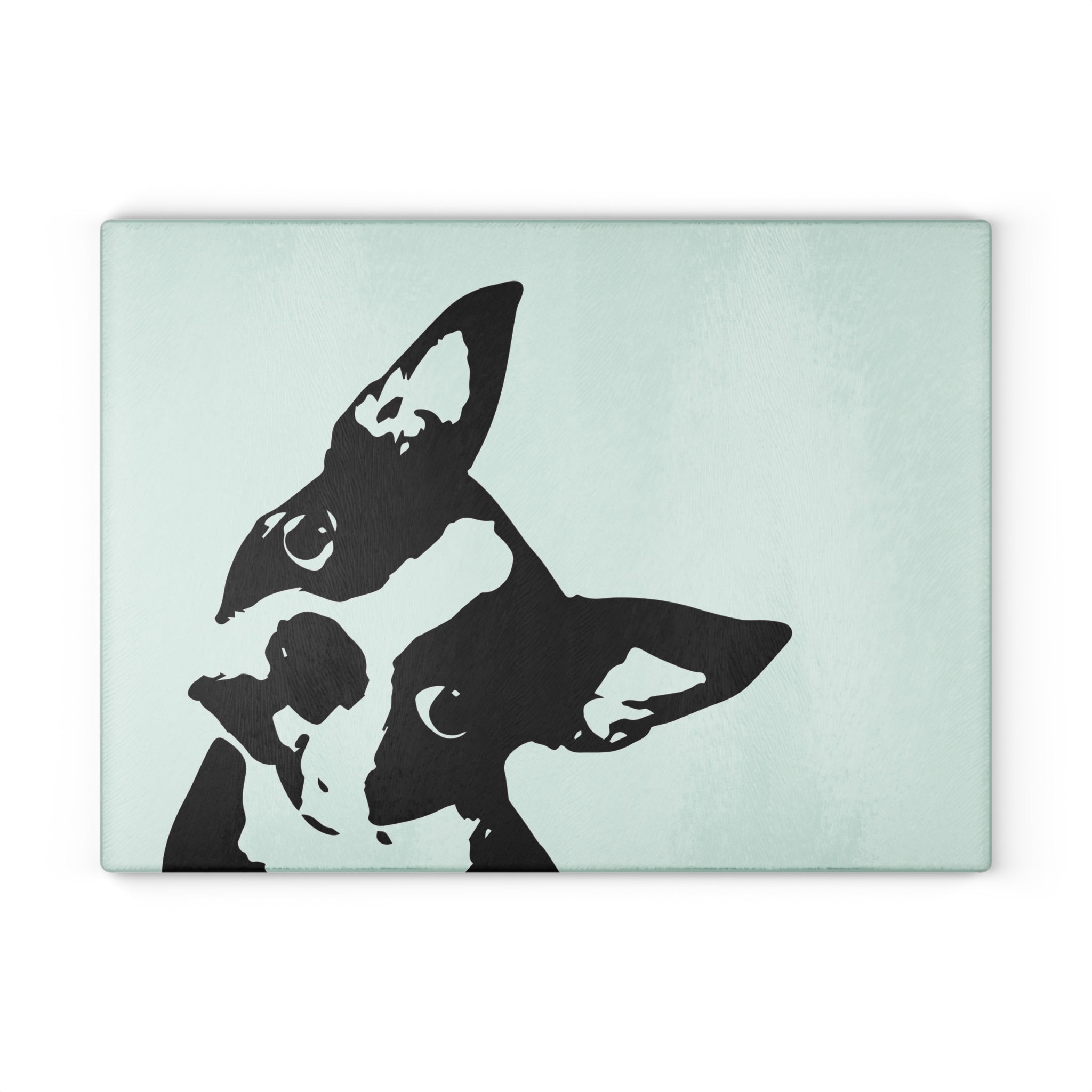 Boston Terrier Head Tilt Glass Cutting Board