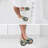 Boston Terrier Surrounded By Flowers Men's Cotton Slippers