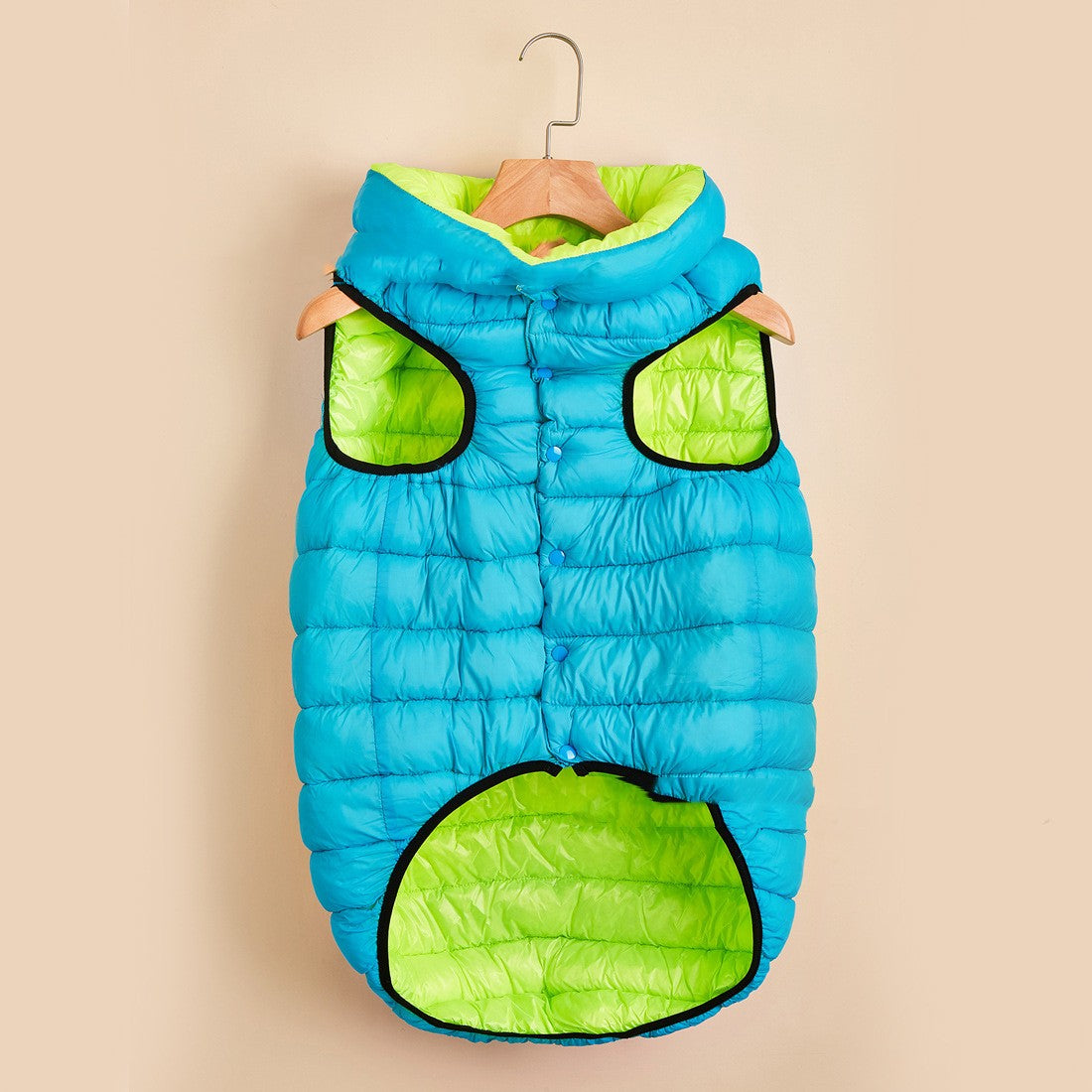 Reversible Snap Button Puffer Vest Dog Coat