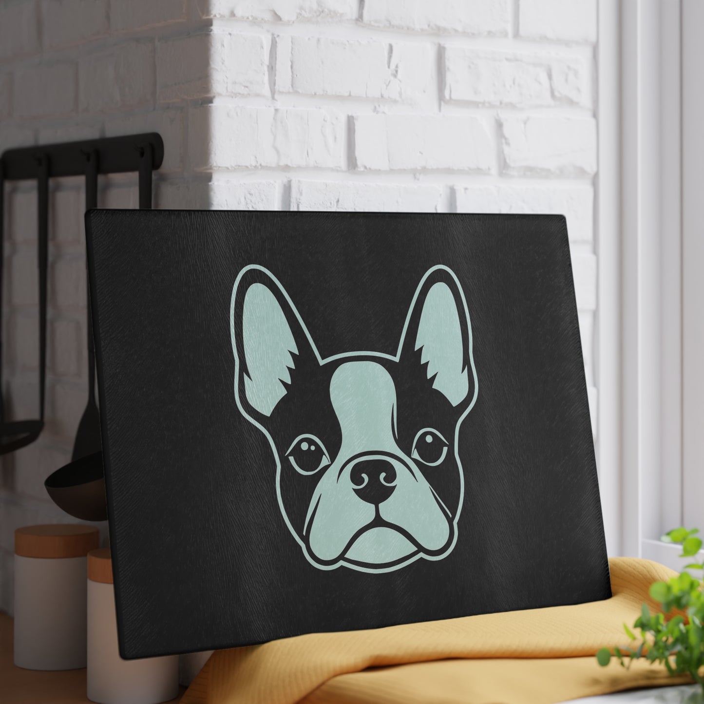 Bostie Face Glass Cutting Board - Black