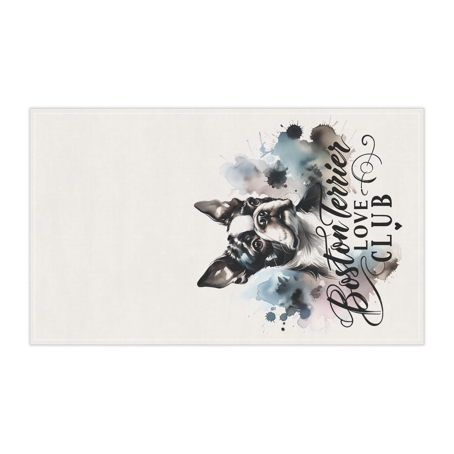 Elegant Watercolor Boston Terrier Art Kitchen Towel - Boston Terrier Love Club