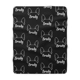 Personalized Boston Terrier Sherpa Fleece Blanket - Big Ears with Dog Name