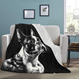 Boston Terrier Line Art Ultra-Soft Micro Fleece Blanket
