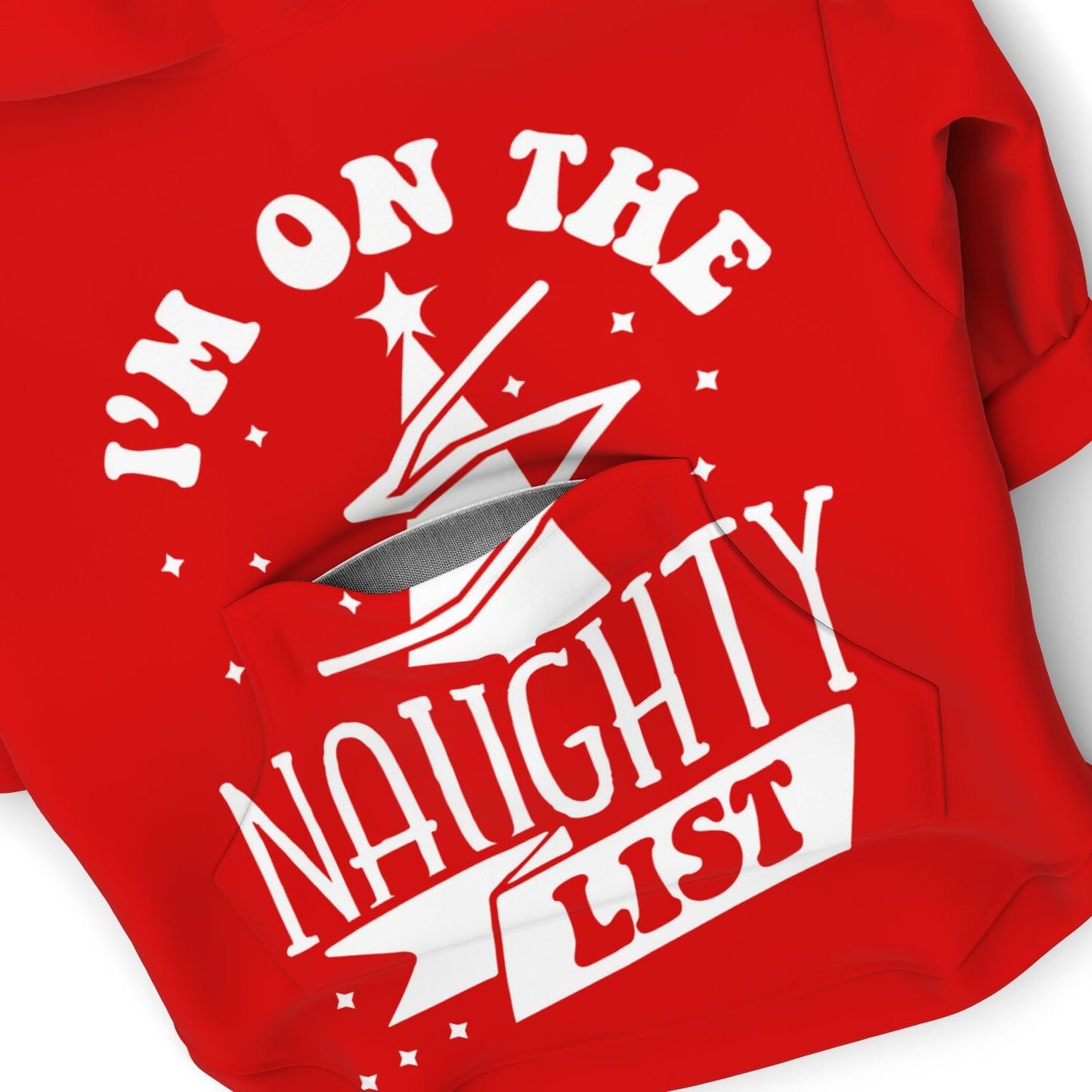 I'm On The Naughty List Christmas Dog Zip-Up Hoodie - Red
