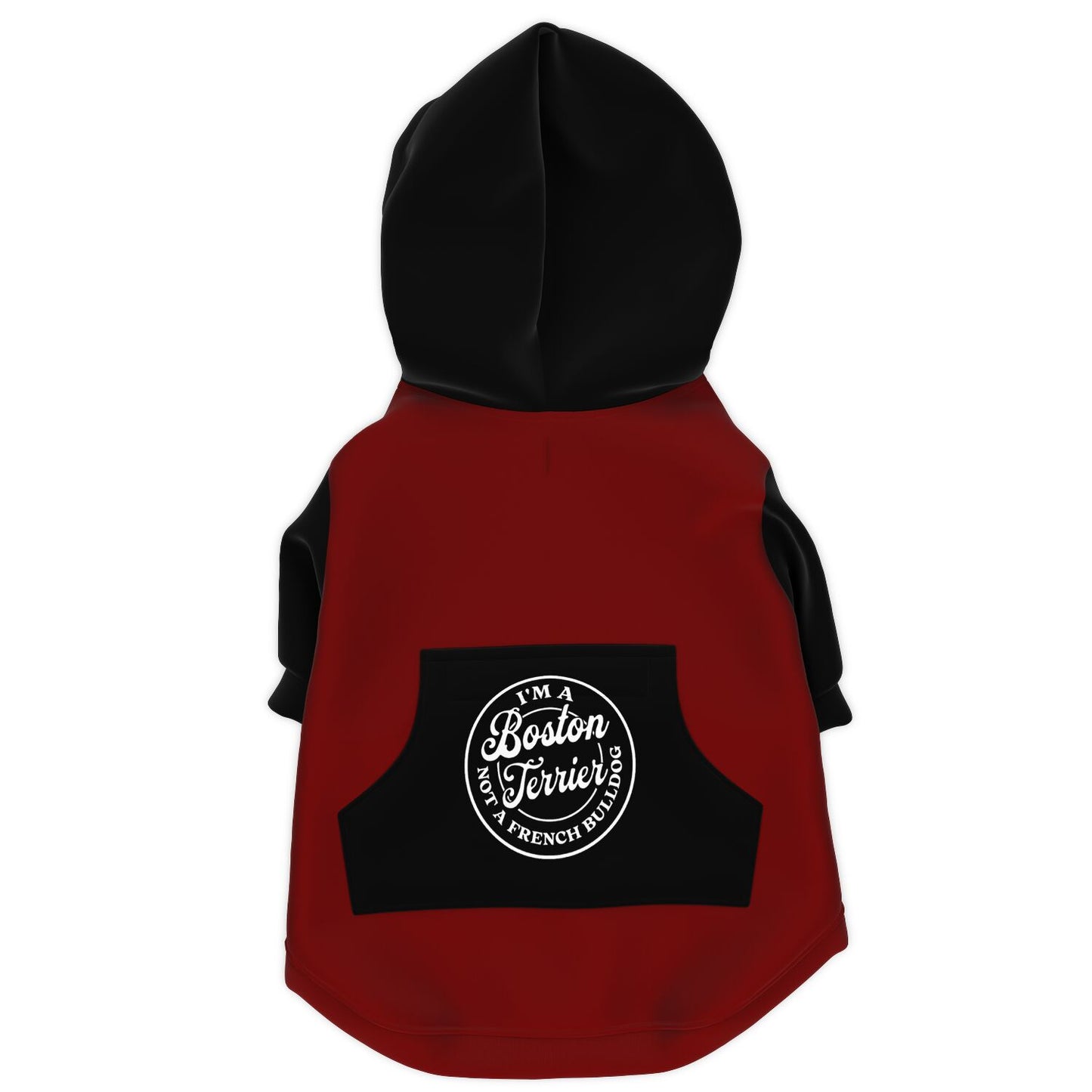 I'm A Boston Terrier Not A Fench Bulldog Zip-Up Dog Hoodie - Dark Red and Black