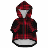 Fashion Dog Zip-Up Hoodie - Red Plaid