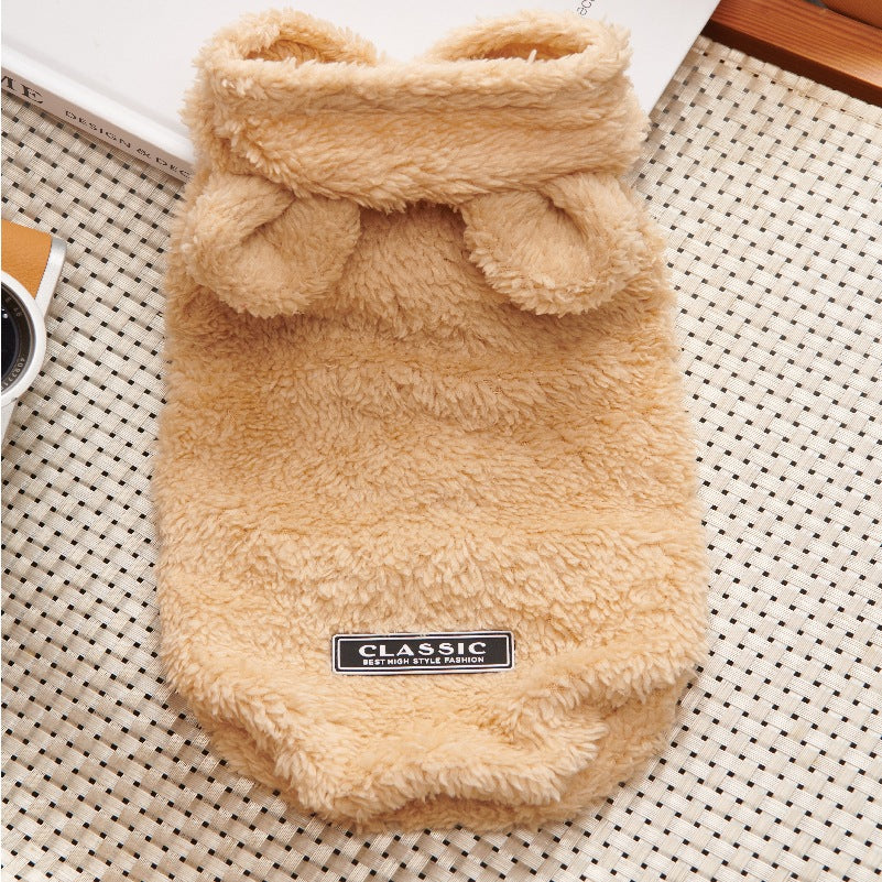 Plush Hooded Dog Sweater With Ears