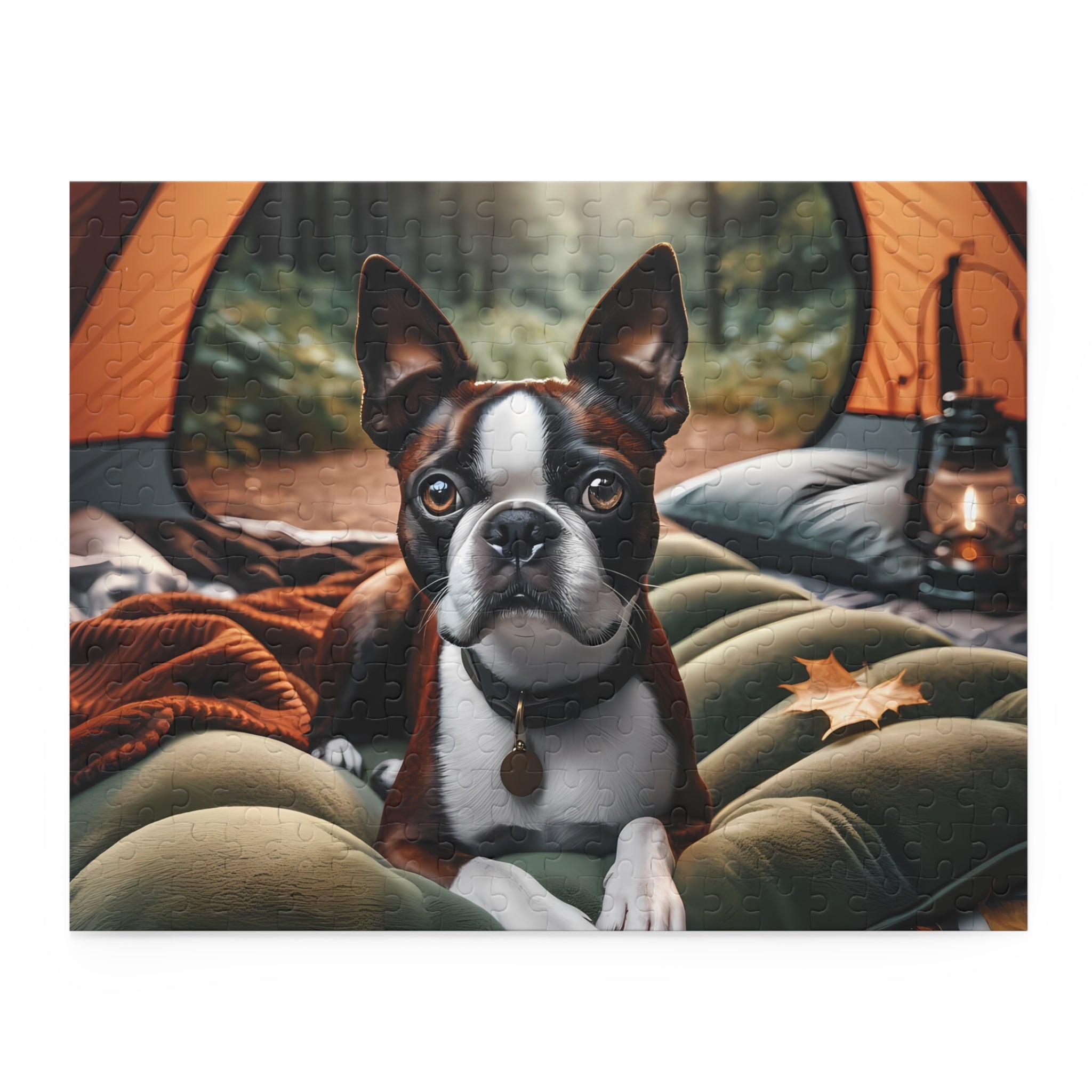 Camping Boston Terrier Dog Puzzle (120, 252, 500-Piece)