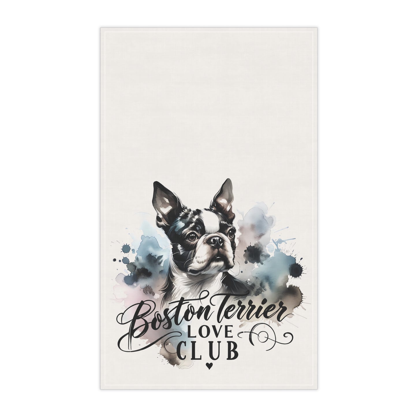 Elegant Watercolor Boston Terrier Art Kitchen Towel - Boston Terrier Love Club