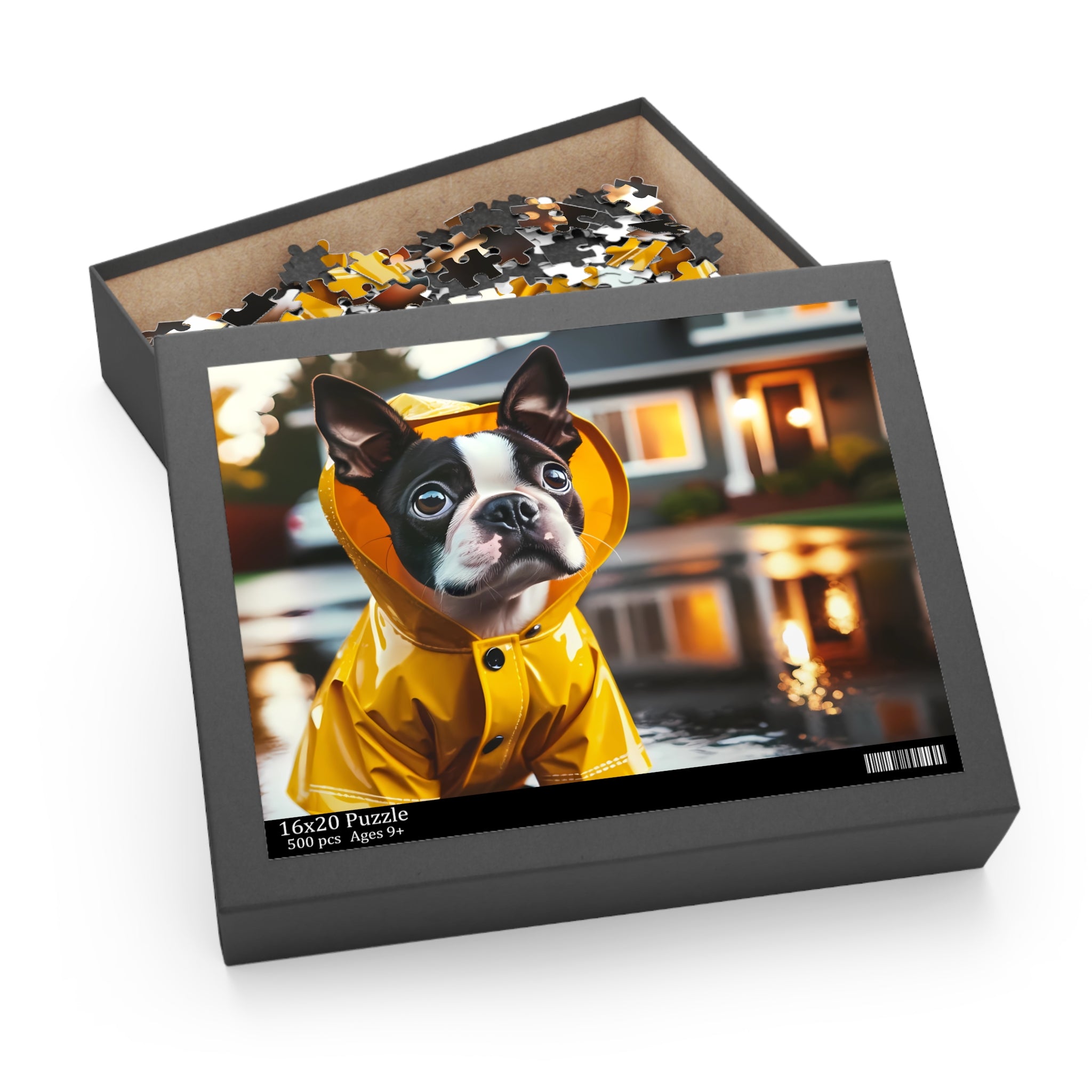 Rainy Day Boston Terrier Dog Puzzle (120, 252, 500-Piece)