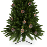 Colorful Geometric Boston Terrier Stained Glass Ornaments - Red and Warm