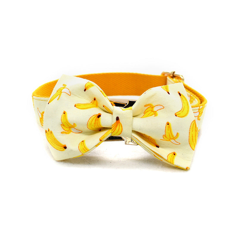 Banana Dog Collar With Bow Tie And Leash