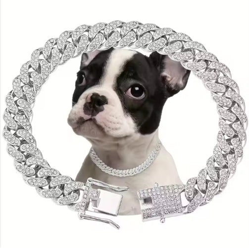 Luxury Alloy Dog Chain Sparkling Diamond Secure Metal Chain For Dogs