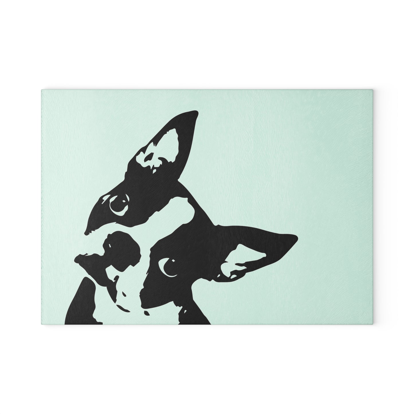 Boston Terrier Head Tilt Glass Cutting Board