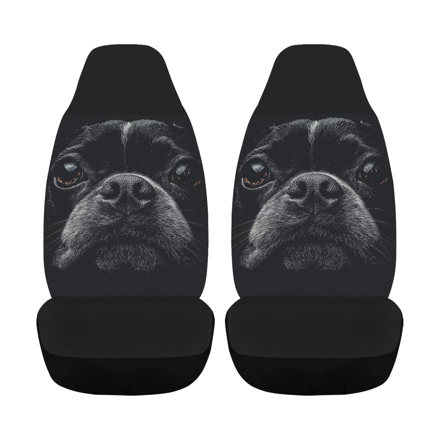 Boston Terrier Dog Face Closeup Car Seat Cover - Airbag Compatible (Set of 2)