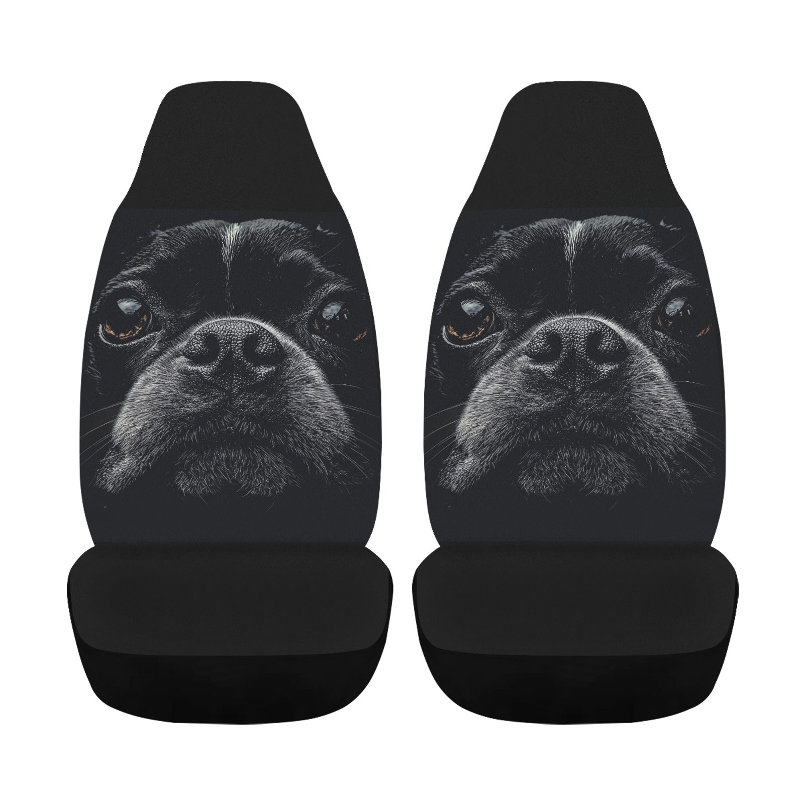 Boston Terrier Dog Face Closeup Car Seat Cover - Airbag Compatible (Set of 2)