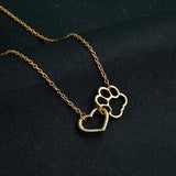 Dog Paw Heart Necklace