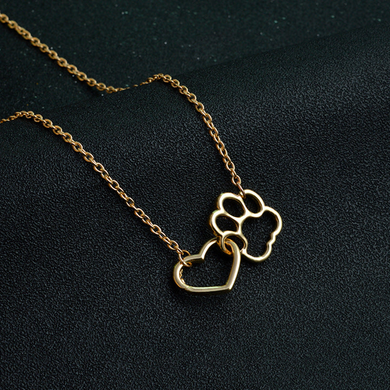 Dog Paw Heart Necklace