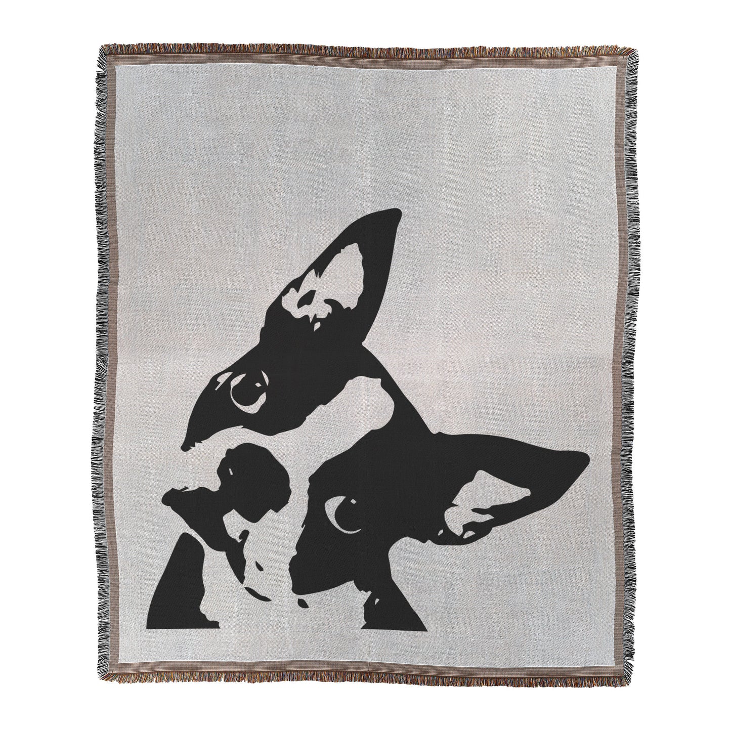 Boston Terrier Dog Head Tilt Woven Blanket