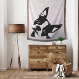 Boston Terrier Dog Head Tilt Woven Blanket