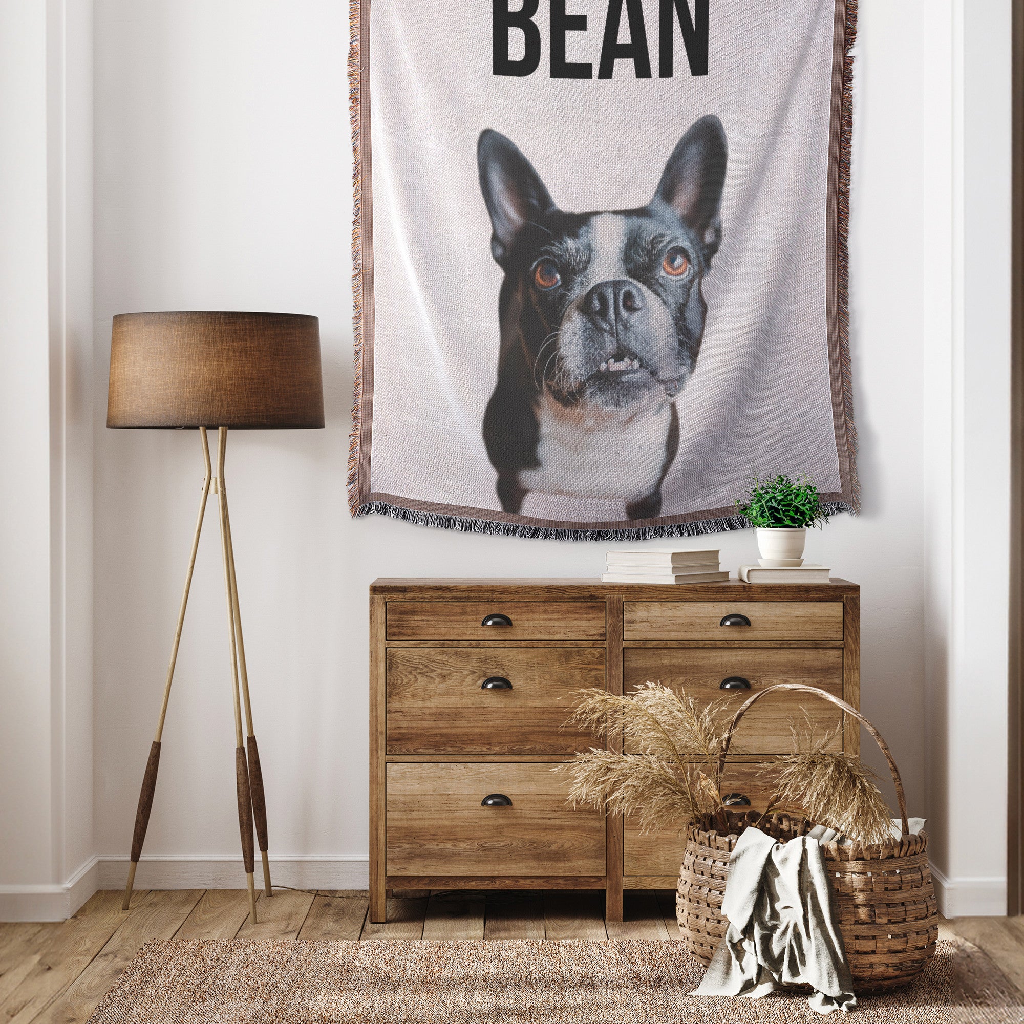 Custom Woven Blanket Using Dog Photo And Name