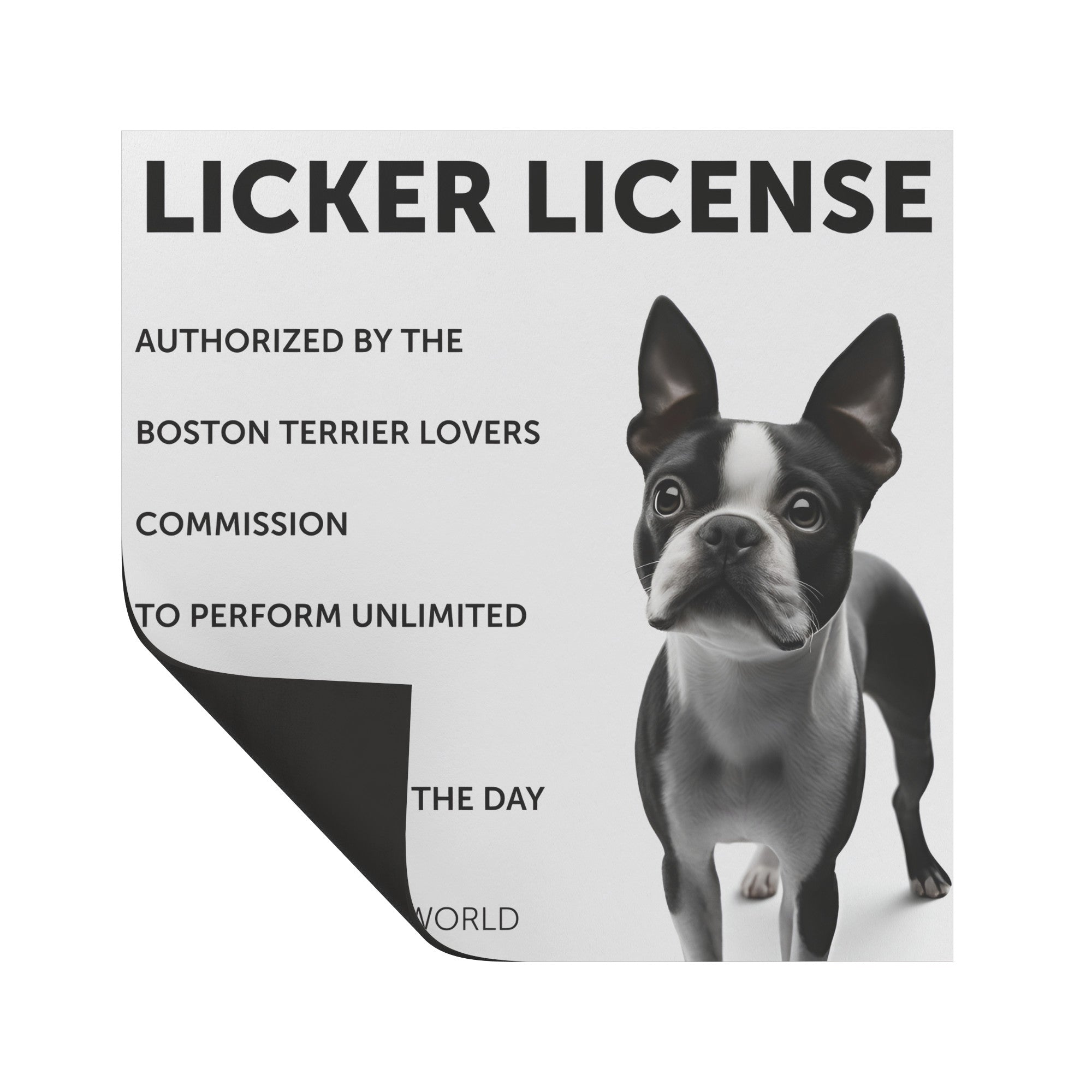 Licker License For Boston Terrier Dog Owners