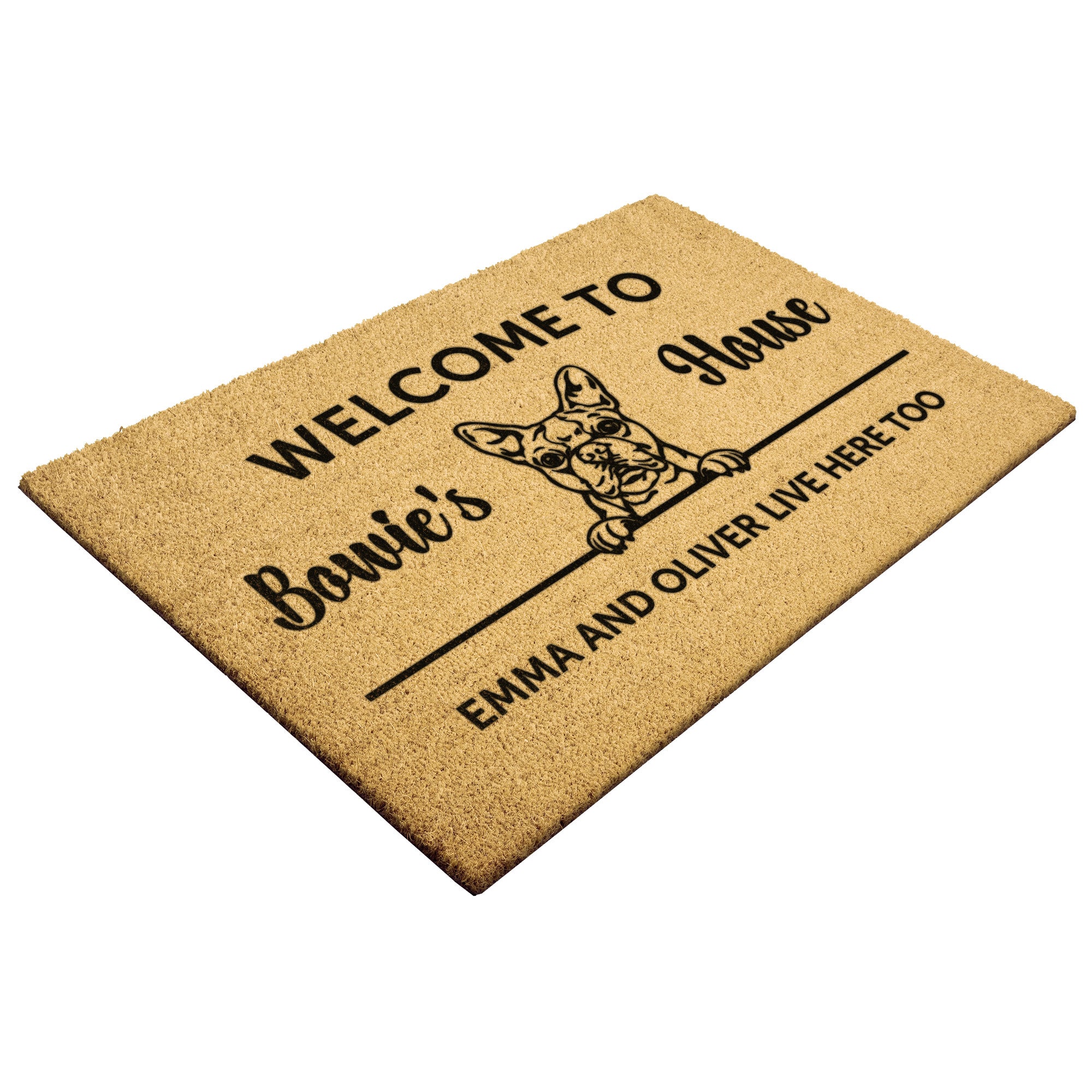 Personalized Dog Welcome Home Doormat For Boston Terrier Lovers