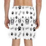 Boston Terrier Paws and Bones Men's Mid-Length Beach Shorts