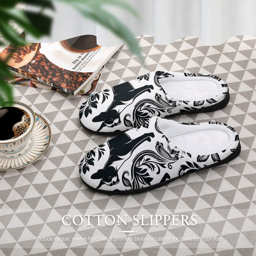 Paisley Pup - Boston Terrier Dog Men's Cotton slippers