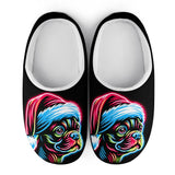 Bright Boston Holiday - Santa Pup Style Men's Cotton Slippers