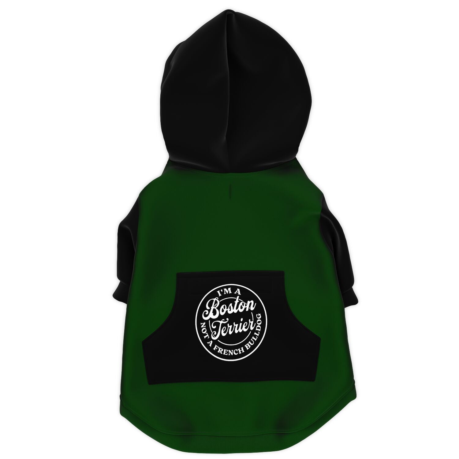 I'm A Boston Terrier Not A French Bulldog Zip-Up Dog Hoodie - Green and Black