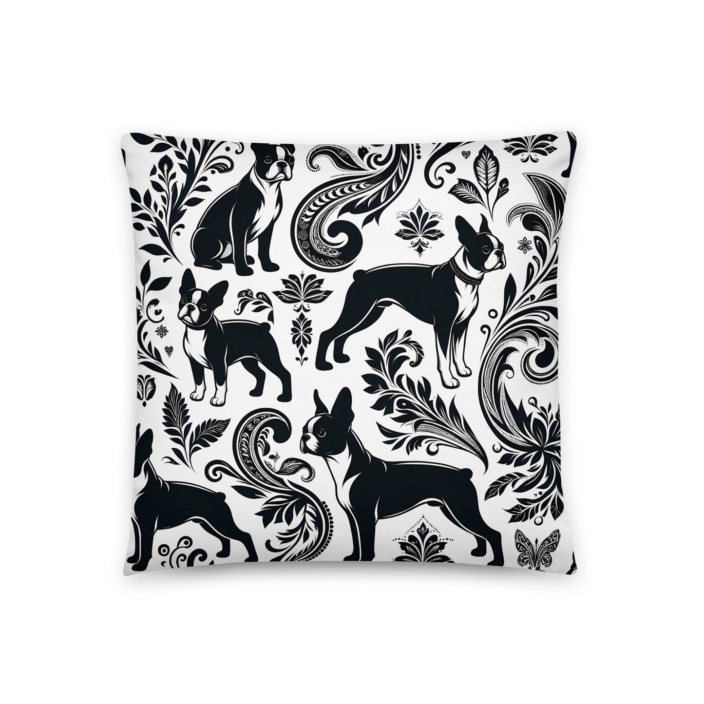 Paisley Pup - Boston Terrier Dogs Basic Pillow