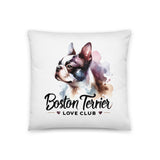 Boston Terrier Love Club - Elegant Watercolor Boston Terrier Art Pillow