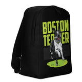Happy Boston Terrier Dog Running Minimalist Backpack