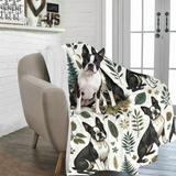 Boston Terriers in Woodland Ultra-Soft Micro Fleece Blanket