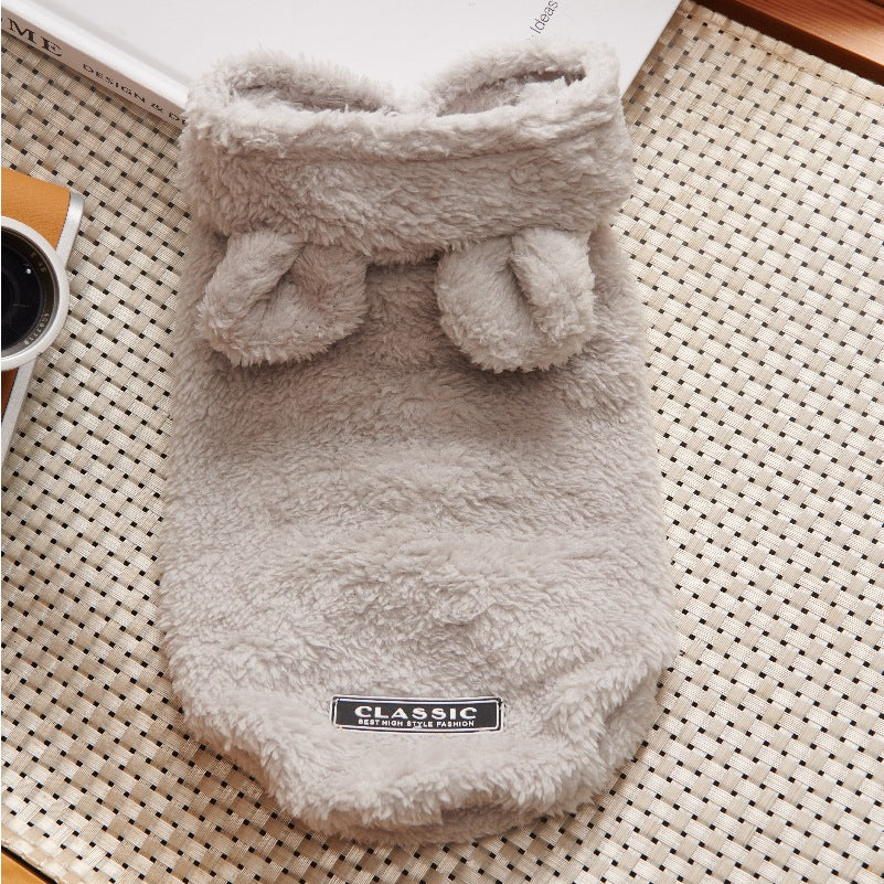 Plush Hooded Dog Sweater With Ears