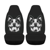 Grungy Boston Terrier Tongue Out Car Seat Cover Airbag Compatible (Set of 2)