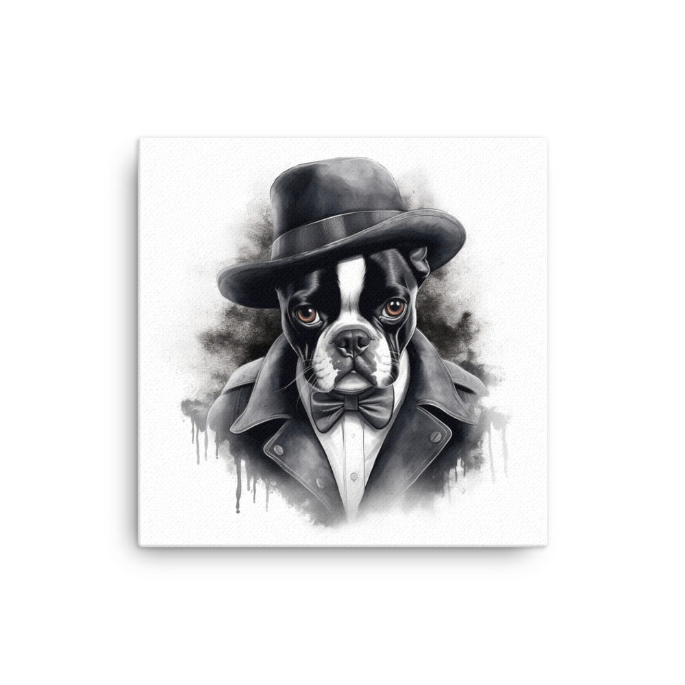 Boston Terrier Gentleman on Canvas