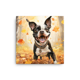 Cheerful Boston Terrier Dog Exploring A Park Watercolor Canvas